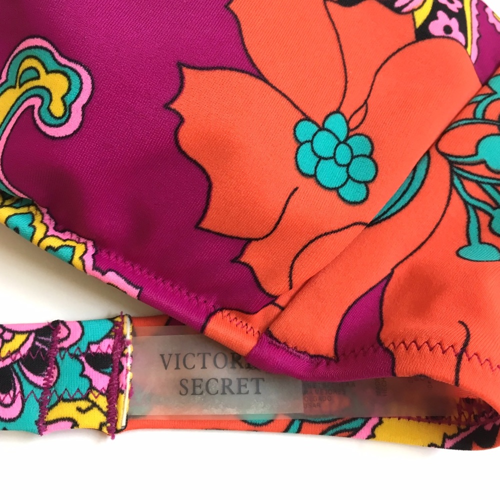 Vintage Y2K Victoria's Secret Embellished Beaded Paisley Pink Orange Boho Bikini - Picture 3 of 4